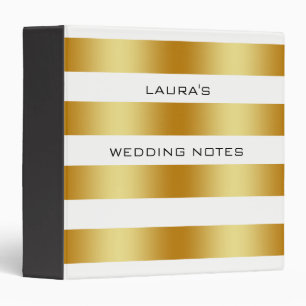 White Gold Foil Faux Simple Wedding Personalize Binder