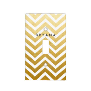White & Gold Foil Light Switch Cover Decor