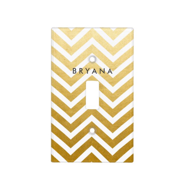 White & Gold Foil Light Switch Cover Decor (Front)