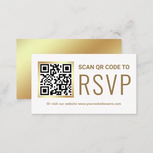 White Gold Foil QR Code RSVP Wedding Website Enclosure Card