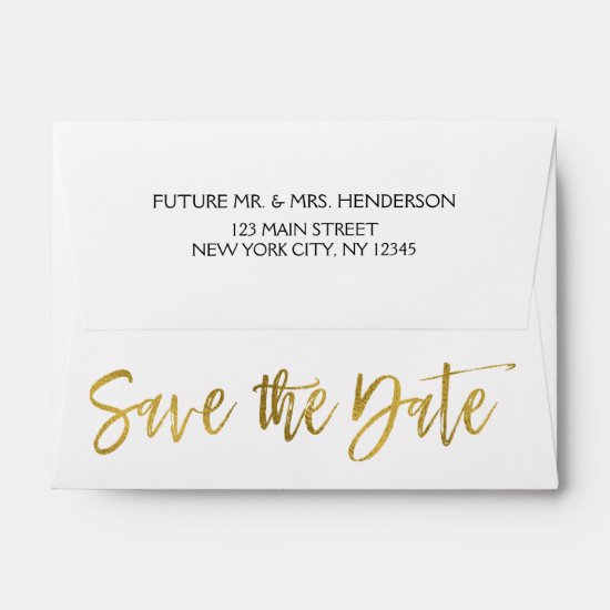 White Gold Foil Save the Date Envelope