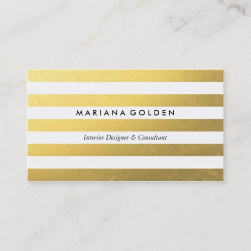White  Gold Foil Stripe Business Card