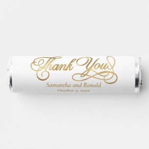 White & Gold Foil Thank You Calligraphy Wedding Breath Savers® Mints