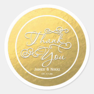 White & Gold Foil THANK YOU Type Wedding Sticker