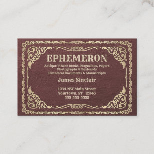 White Gold Frame on Dark Leather Texture Business Card