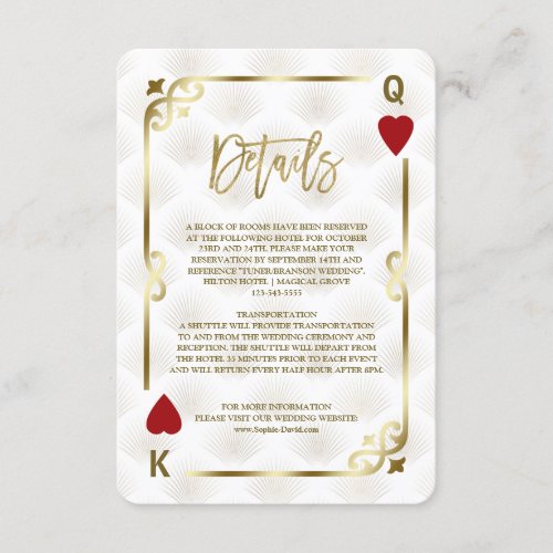 White Gold Gatsby Casino Las Vegas Poker Wedding Enclosure Card