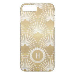 White &amp; gold geometric art-deco pattern iPhone 8 plus/7 plus case