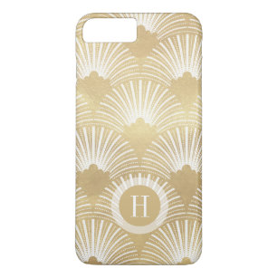 White & gold geometric art-deco pattern iPhone 8 plus/7 plus case