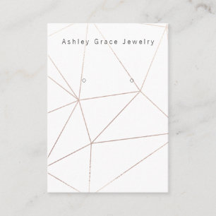 White Gold Geometric Earring Display Card