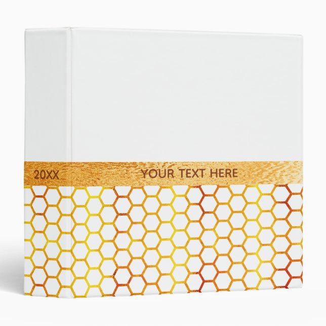 White gold geometrical pattern 3 ring binder (Front/Spine)