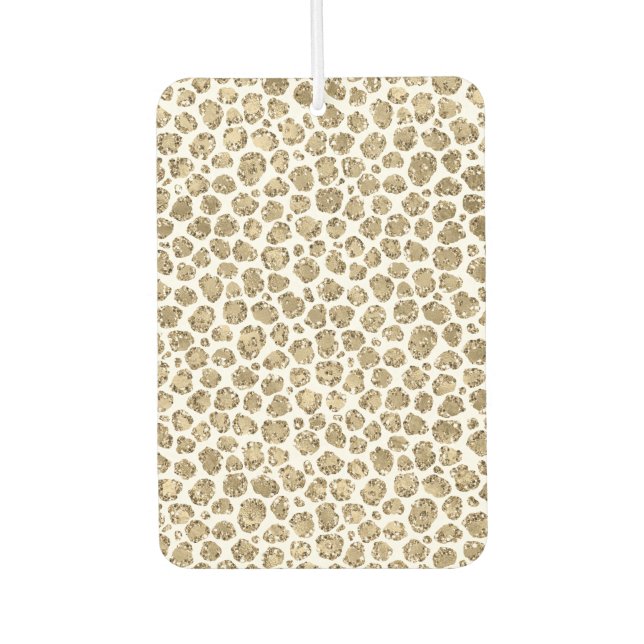 White Gold Glam Glitter Glitz Leopard Print        Air Freshener (Front)