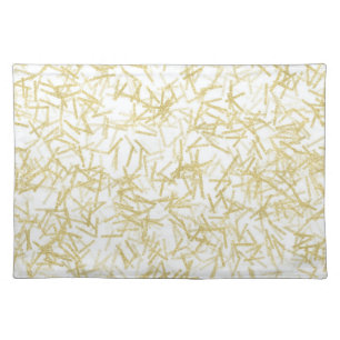 White Gold Glam Glitzy Birthday Cloth Placemat