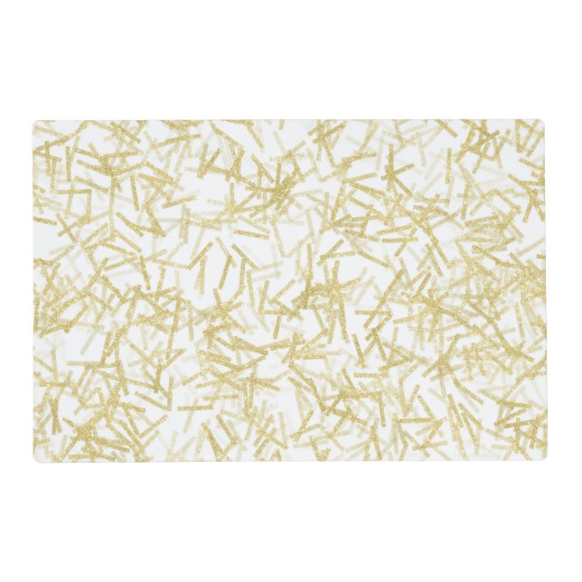 White Gold Glam Glitzy Birthday Placemat (Front)