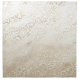 White Gold Glam Leopard Print Cloth Napkin