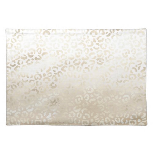 White Gold Glam Leopard Print Cloth Placemat