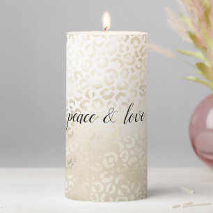 White Gold Glam Leopard Print Pillar Candle