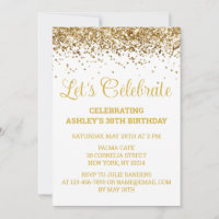 White & Gold Glitter 30th Birthday Let's Celebrate