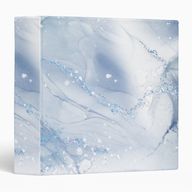 White Gold Glitter  3 Ring Binder (Front/Spine)