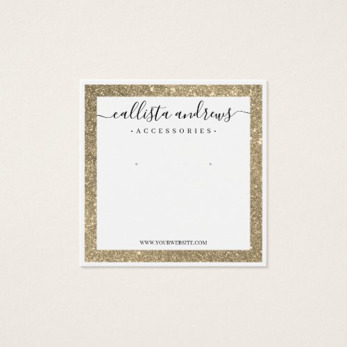 White Gold Glitter Border Cursive Earring Display