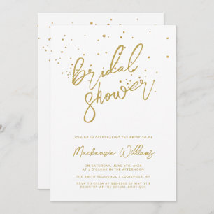 White Gold Glitter Bridal Shower Invitation