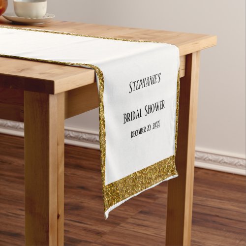 White Gold Glitter Bridal Shower Wedding Elegant Short Table Runner