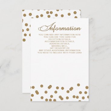 White Gold Glitter Confetti Elegant Wedding  Enclosure Card