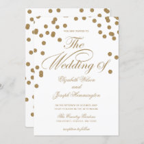 White Gold Glitter Confetti Elegant Wedding Invitation