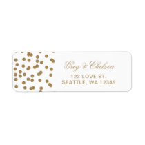 White Gold Glitter Confetti Elegant Wedding Label