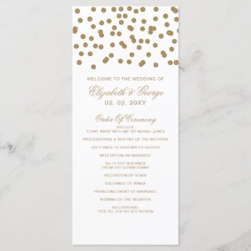 White Gold Glitter Confetti Elegant Wedding Program