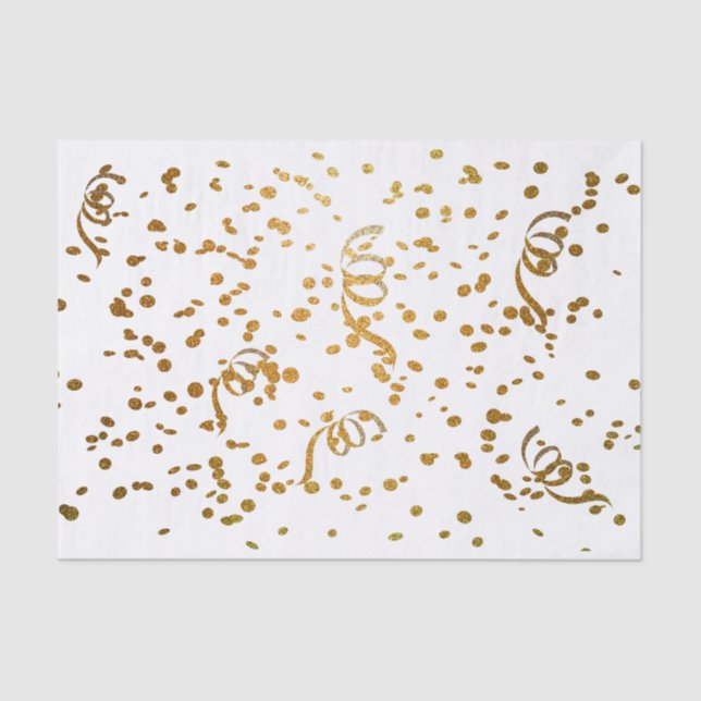 White & Gold Glitter Confetti Tissue Paper (Front)