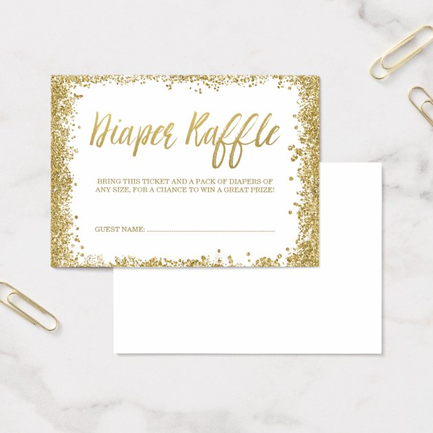 White Gold Glitter Diaper Raffle Ticket