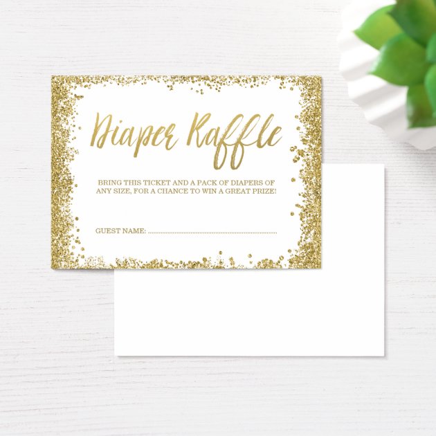 White Gold Glitter Diaper Raffle Ticket