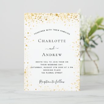 White gold glitter elegant wedding invitation | Zazzle