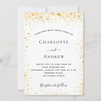 White gold glitter elegant wedding invitation | Zazzle