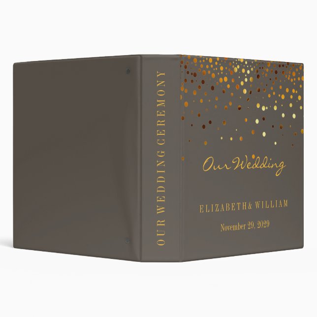 White Gold Glitter Faux Foil Confetti Personalize 3 Ring Binder (Background)