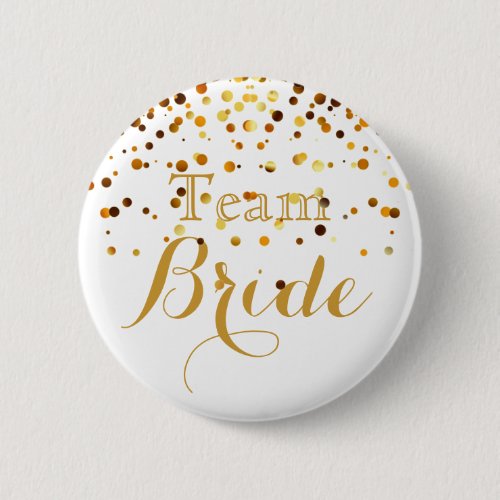 white Gold Glitter Faux Foil Wedding Team Bride Button