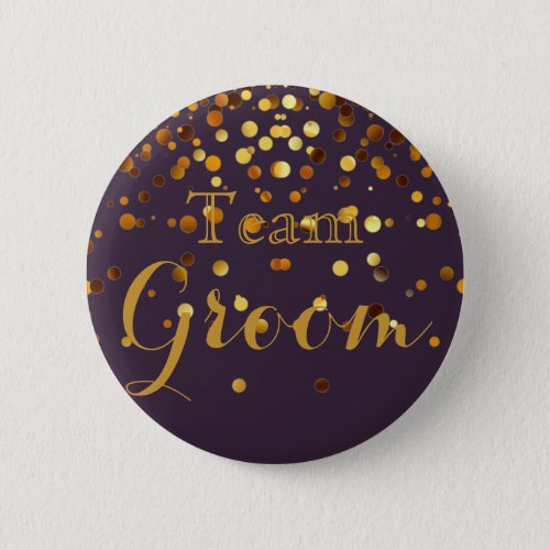 White Gold Glitter Faux Foil Wedding Team Groom Button