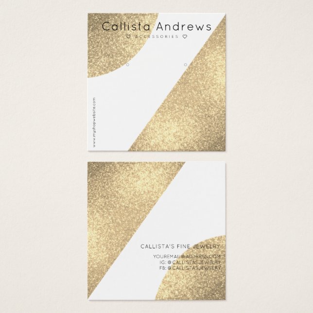 White Gold Glitter Geo Heart Earring Display (Front & Back)