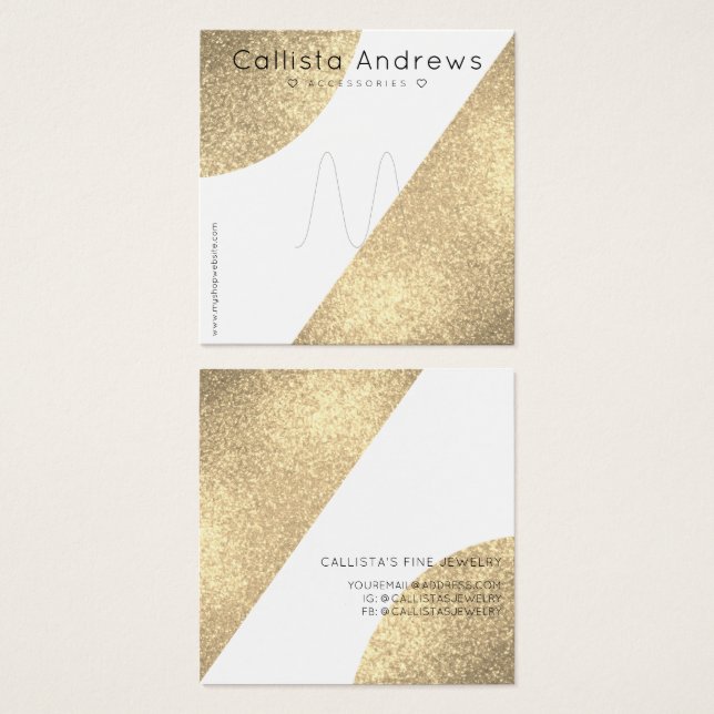 White Gold Glitter Geo Heart Ring Display (Front & Back)