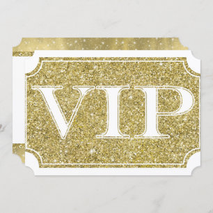 White & Gold Glitter Glam VIP Party Event Ticket Invitation