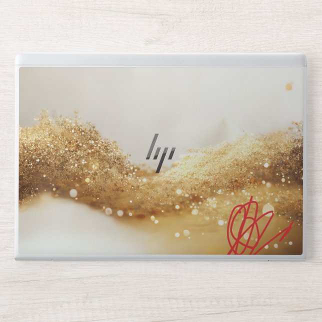White Gold Glitter HP Laptop Skin (Front)