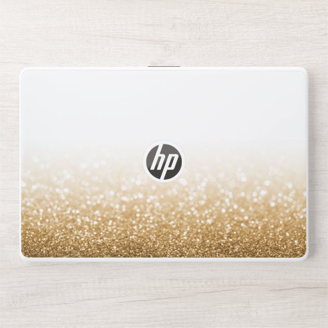White Gold Glitter HP Laptop Skin (Front)