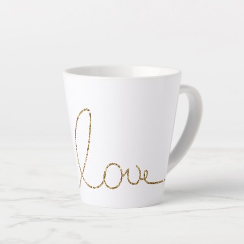 White Gold Glitter Love  Latte Mug