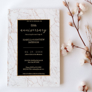 White gold glitter marble 50th Wedding Anniversary Invitation
