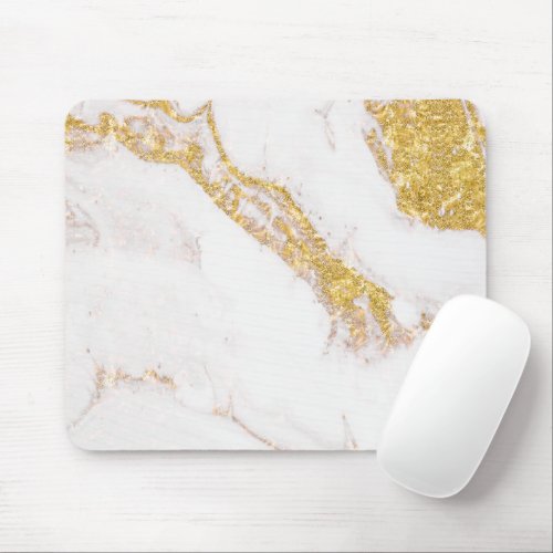 White gold glitter marble ceramic tile mouse pad