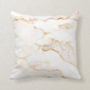 White Gold Glitter Marble Swirl Stone Throw Pillow