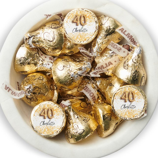White gold glitter name 40th birthday hershey®'s kisses® (Creator Uploaded)