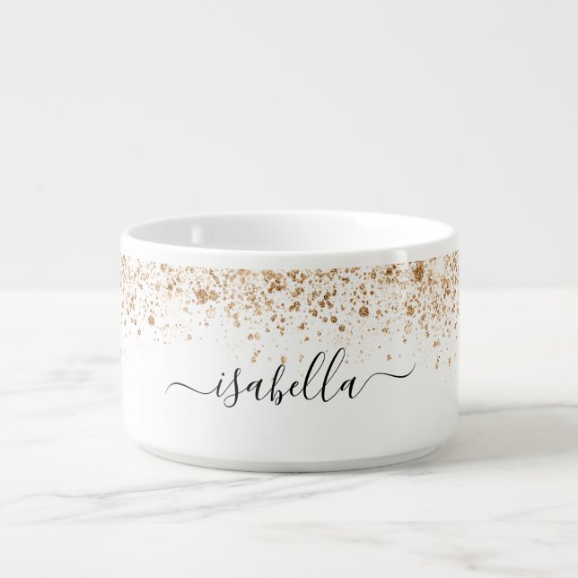 White gold glitter name script bowl (Center)