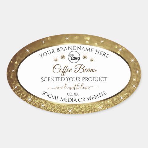 White Gold Glitter Product Labels Logo Diamonds