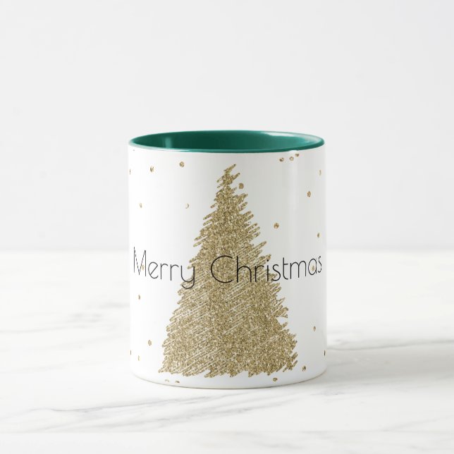 White Gold Glitter Sparkle Christmas Tree     Mug (Center)